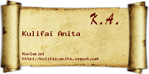 Kulifai Anita névjegykártya