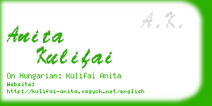 anita kulifai business card